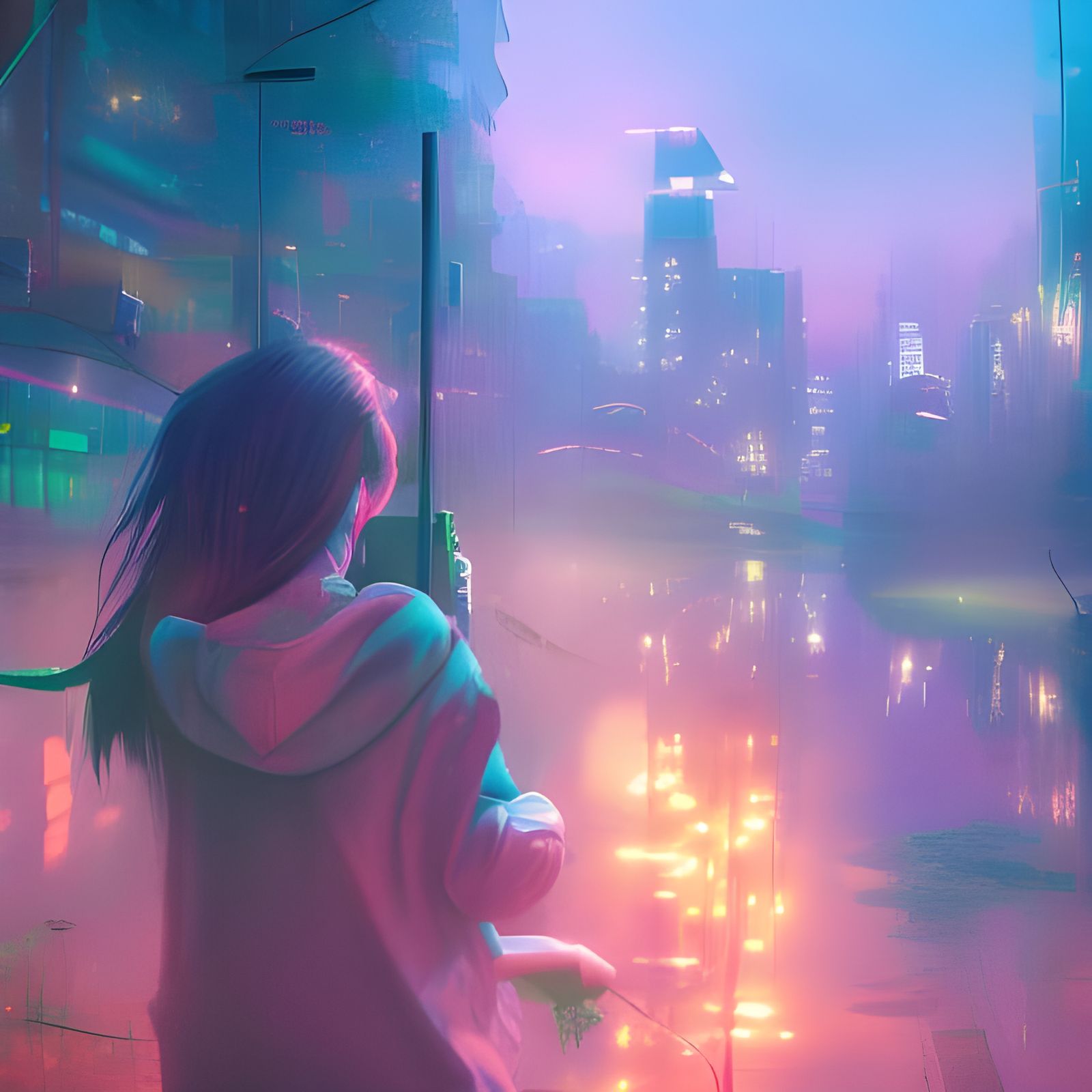 Lone Girl at the Edge of the City  by @Samji