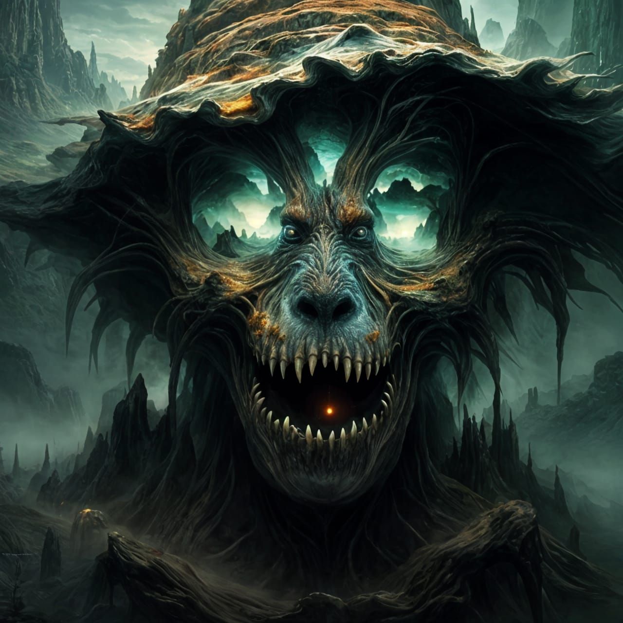 Majestic Earth Creature Made of Land and Rivers