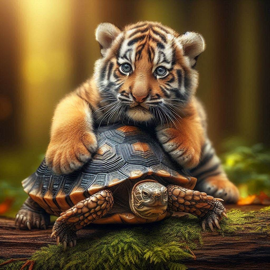 Look, I caught a turtle!