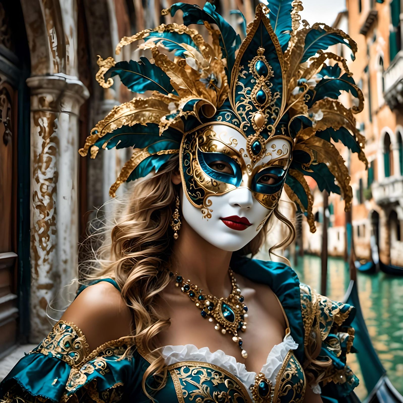 beautiful woman with venetian mask