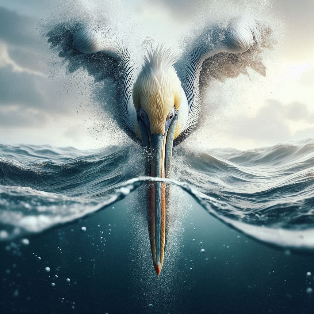 Diving Pelican