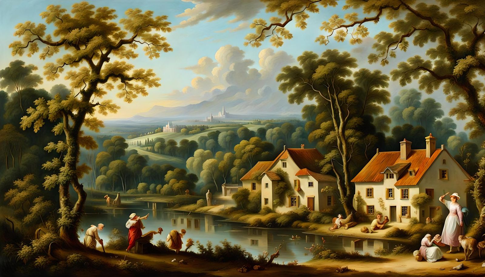 Riverfront, Masterpiece, impasto, painting knife, by Jean-Ho...