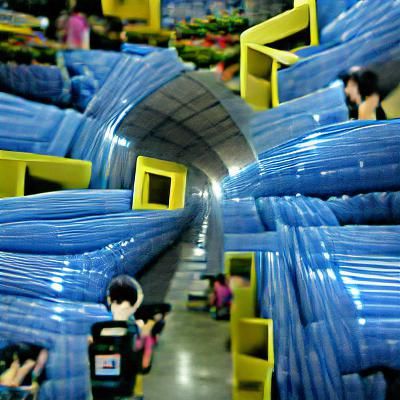 Endless SkyTube plastic tunnel maze warehouse