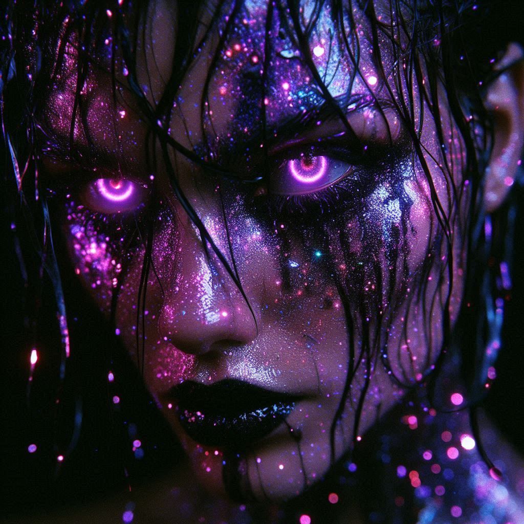 Glowing neon close up portrait