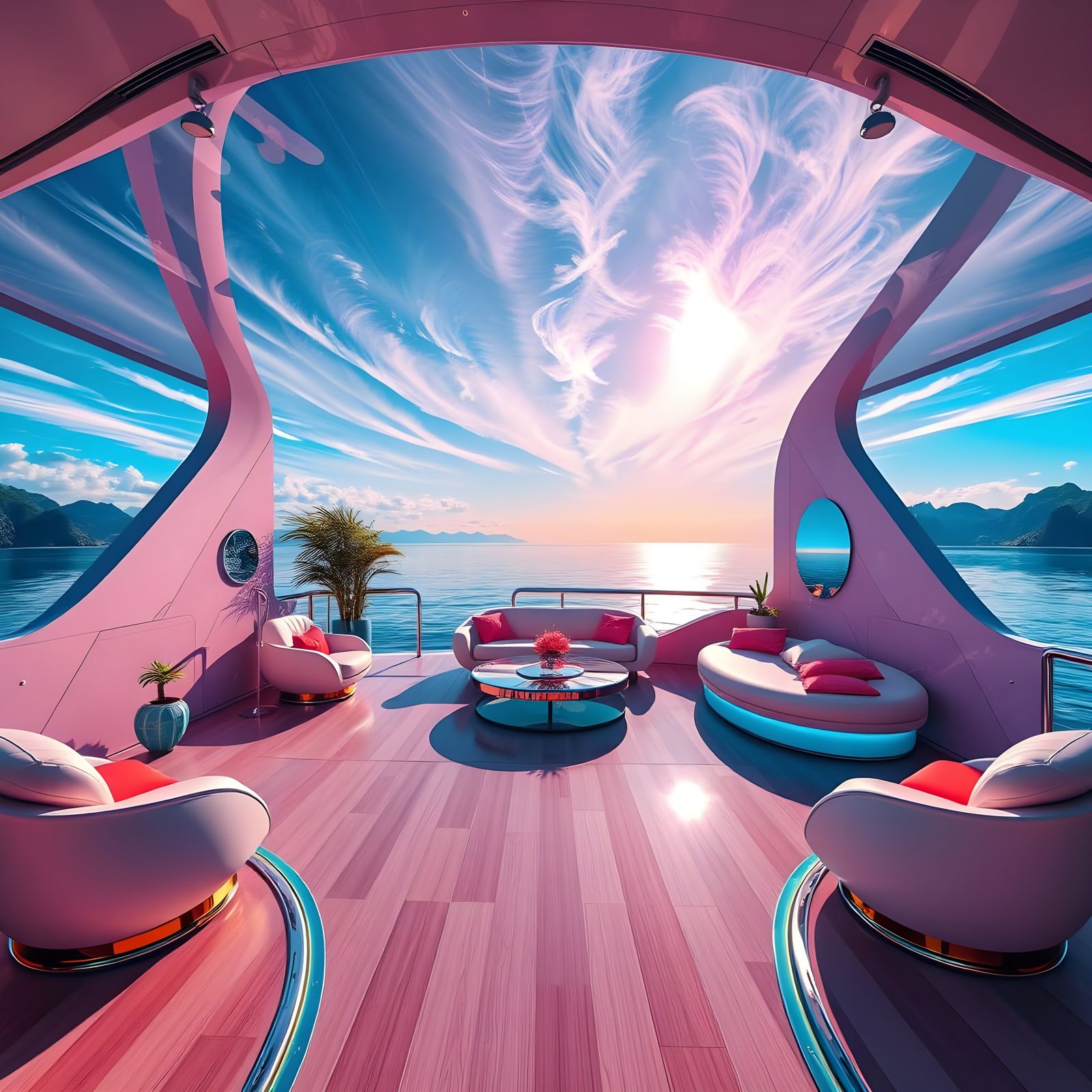 Retro-Futuristic Oasis Over the Norwegian Fjords