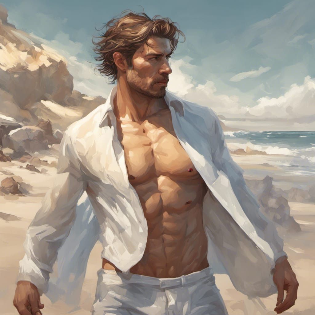 Man Full Body at the Beach 3