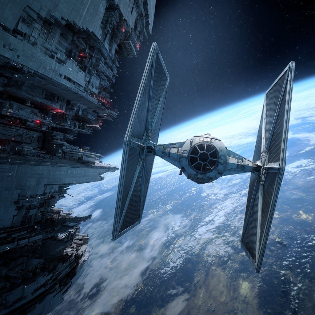 Tie Fighter Patrolling The Deathstar