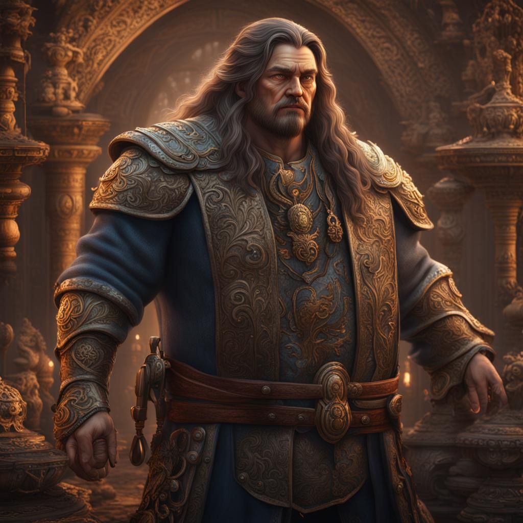 Slightly chubby handsome jipsy man with long hair