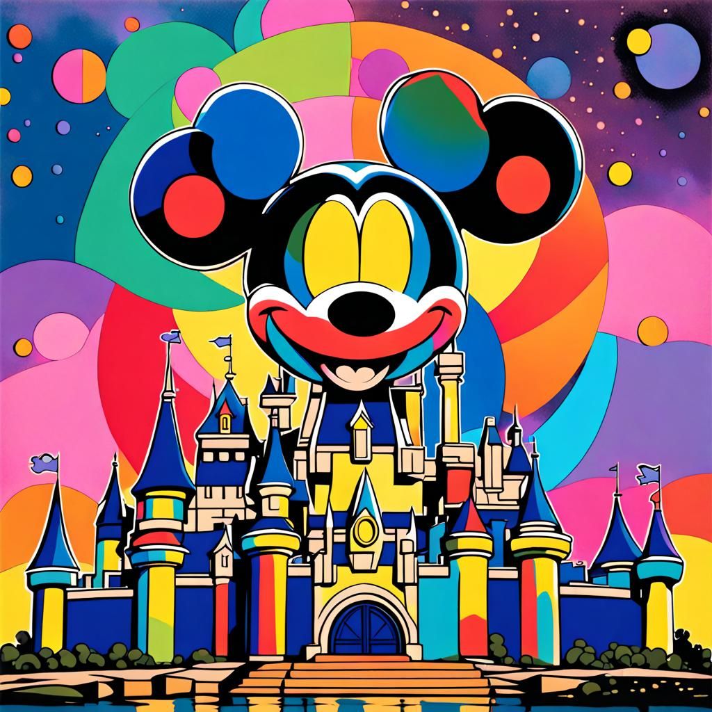 Mickey Mouse Popart Style in front of the Walt Disney Castle - AI ...