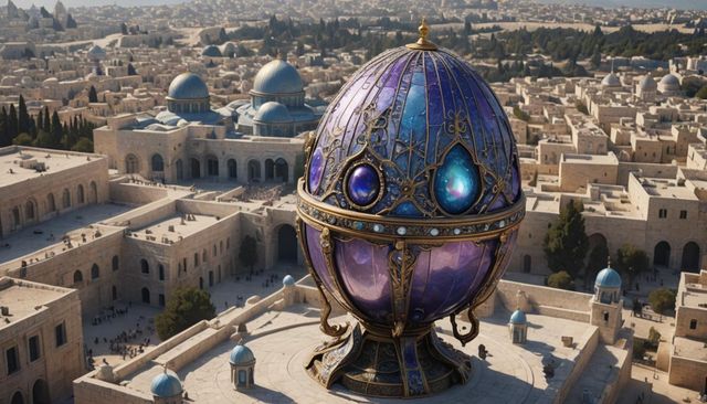 Giant Faberge egg landing on Temple Mount in Jerusalem spaceship ...