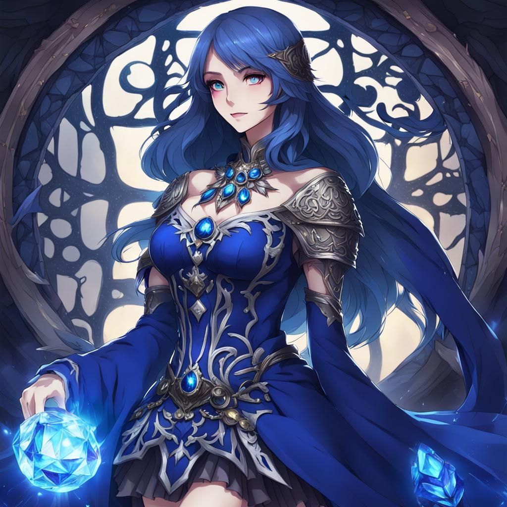 Curvy body, anime, woman, beautiful, sapphire necromancer - AI Generated  Artwork - NightCafe Creator