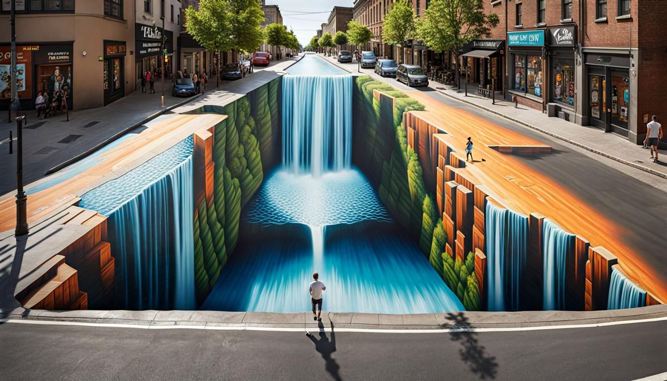 Trompe-l'oeil Illusion  in the Middle of the Street  by @Yulia 