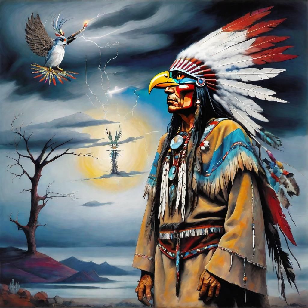 Native American Thunderbird vision quest, Thunderbbird appea...