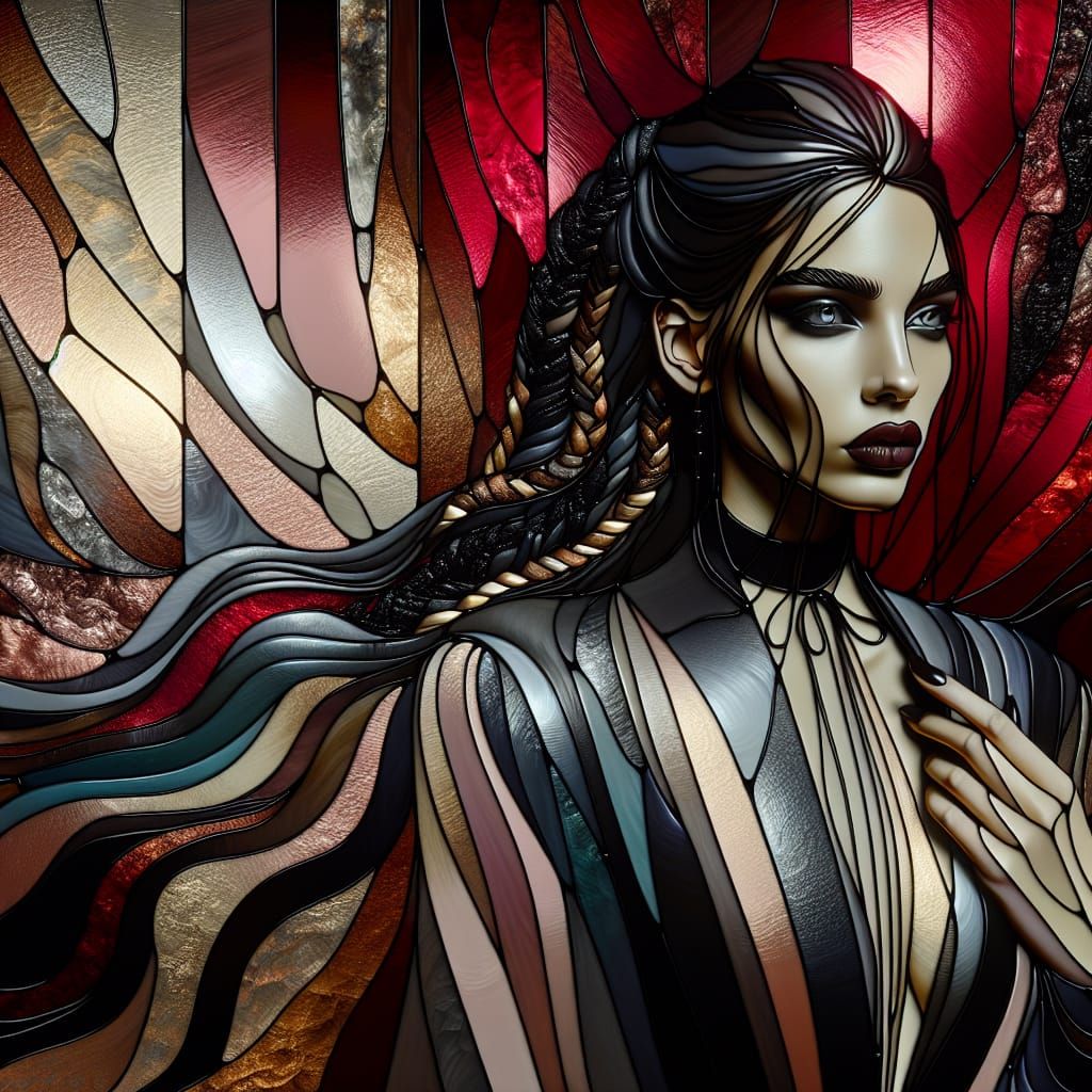 Ethereal Goddess in Stained Glass Splendor - AI Art