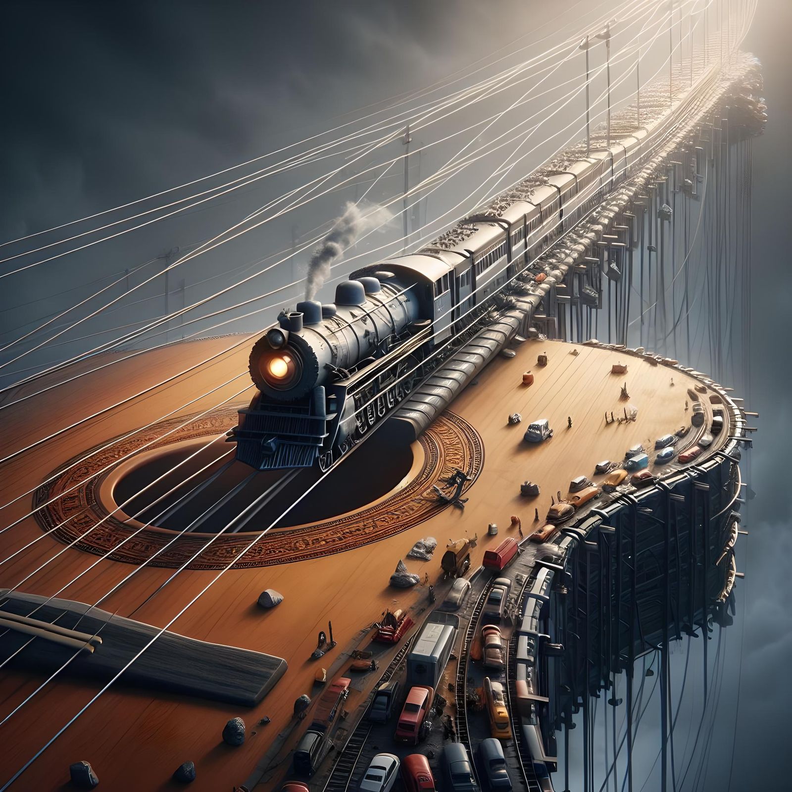 Train on a guitar