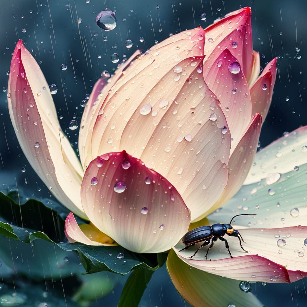 Lotus in rain  by @Dark Mc Bright