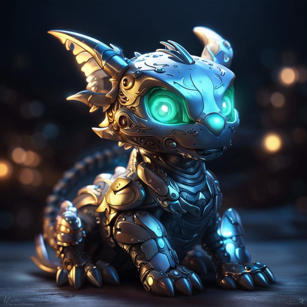 Robot Gargoyle Pet  by @DragonIdk
