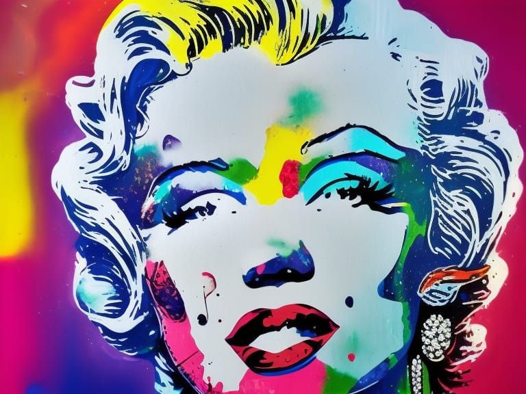 marilyn monroe graffiti art, splash art, street art, spray paint, oil ...