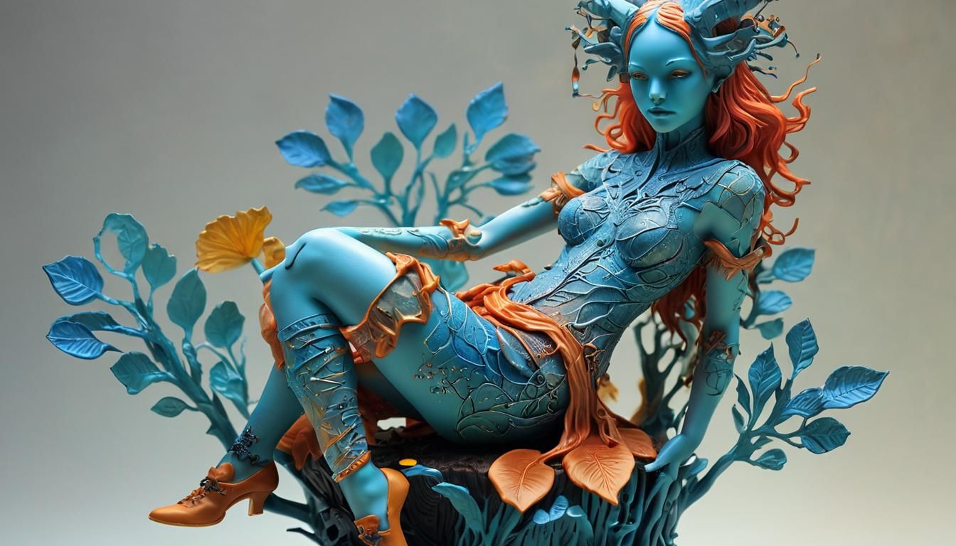 A spooky yellow-and-cerulean-toned intricate, embossed-edge-...