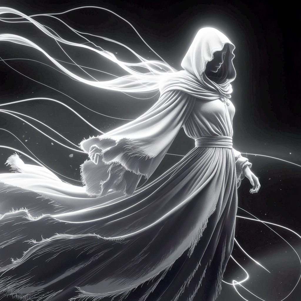 Monochromatic Figure In Flowing, Hooded Robe, Ethe