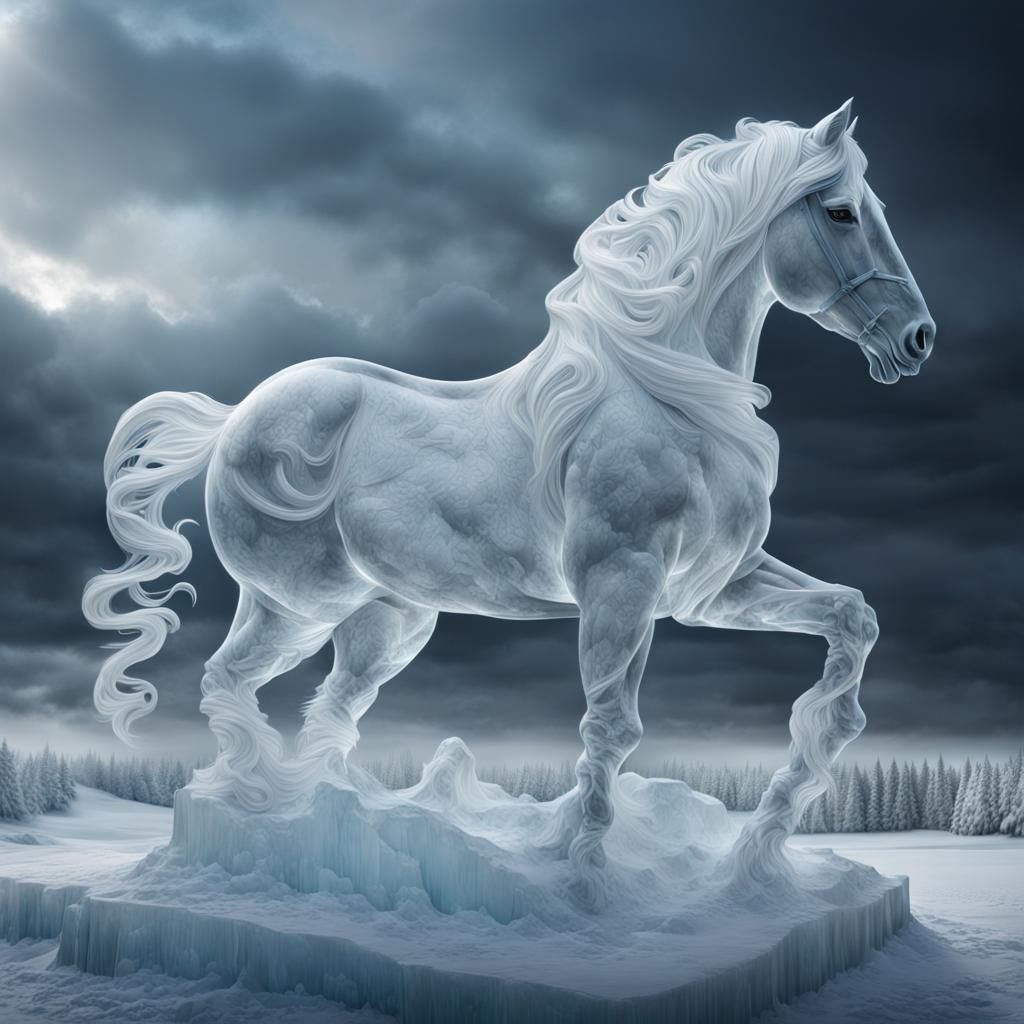 A horse ice sculpture - AI Generated Artwork - NightCafe Creator