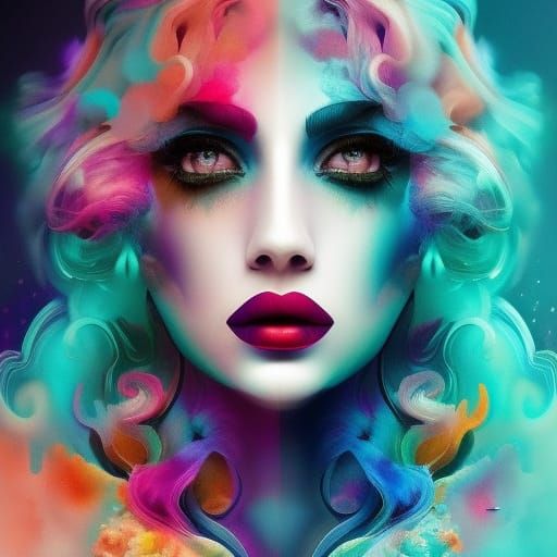 Abstract colorful underwater ink art