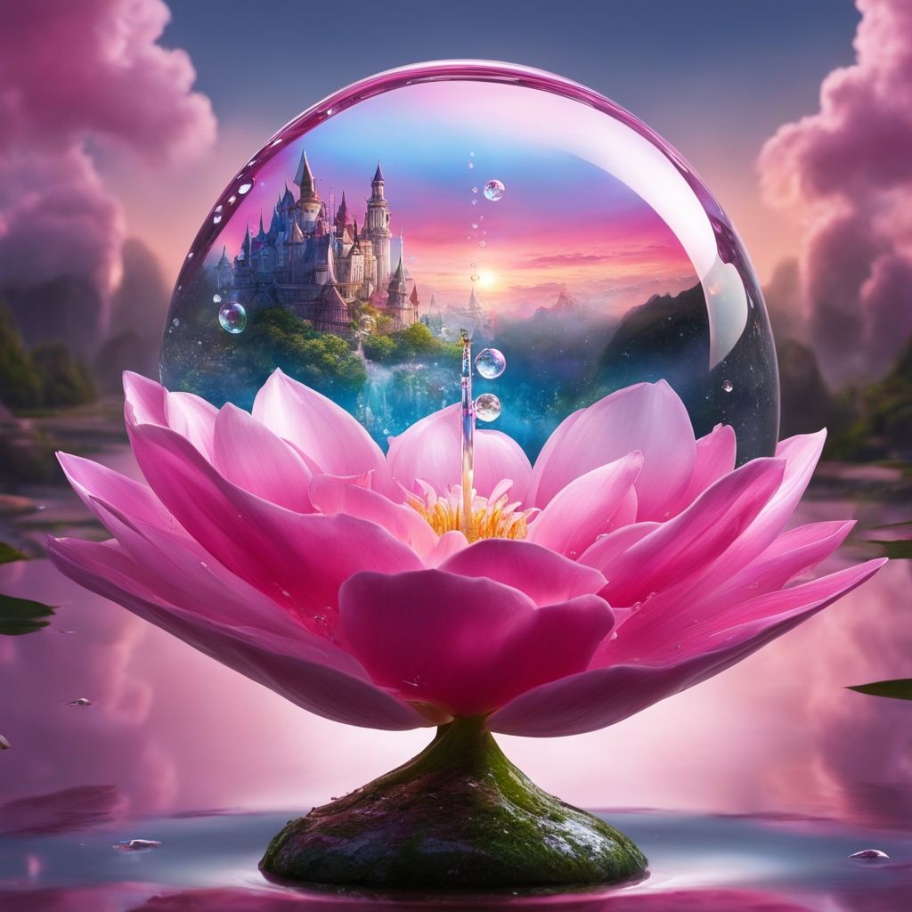 Pink Flower with a Glass Orb
