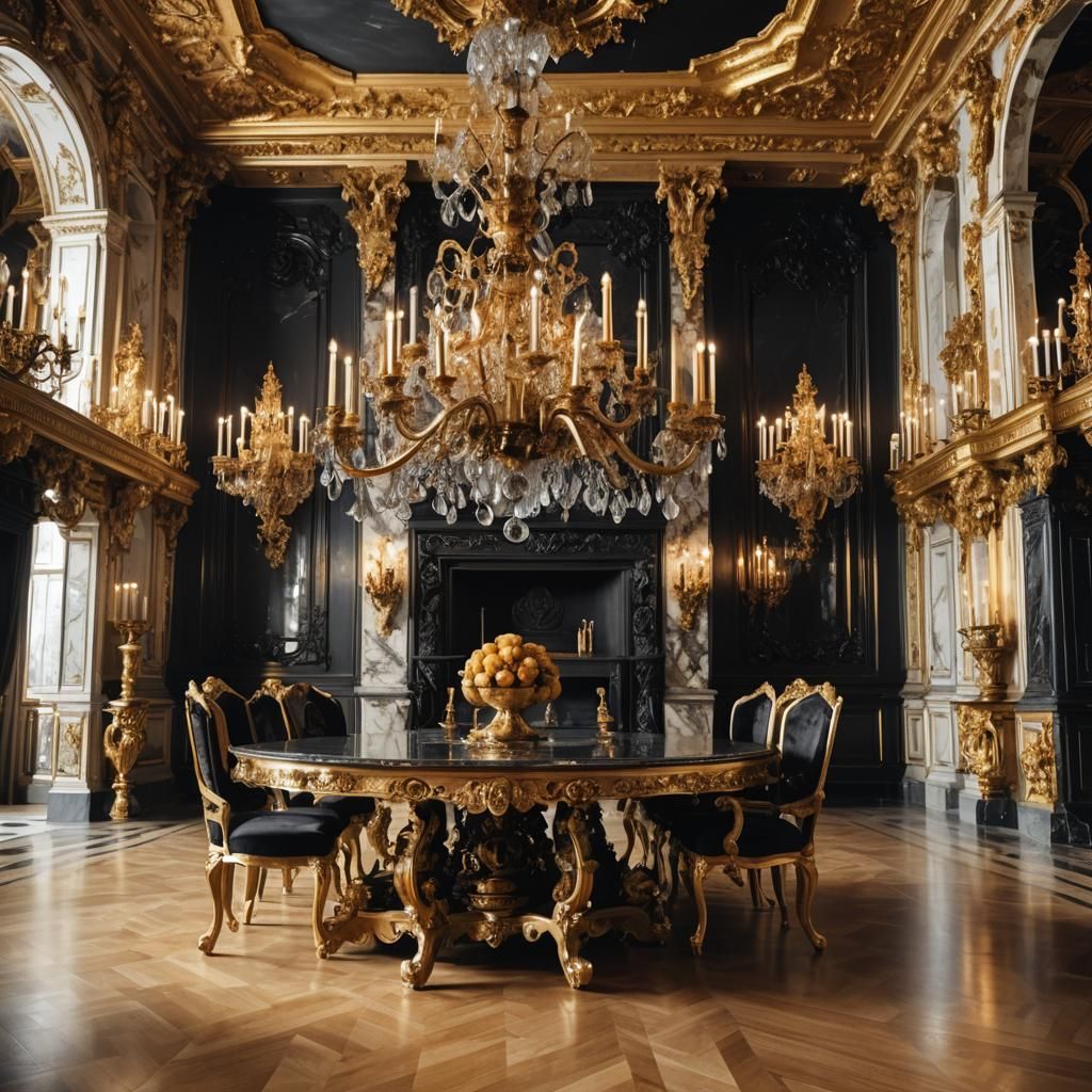 Baroque Palace: Luxurious Black and Gold Table