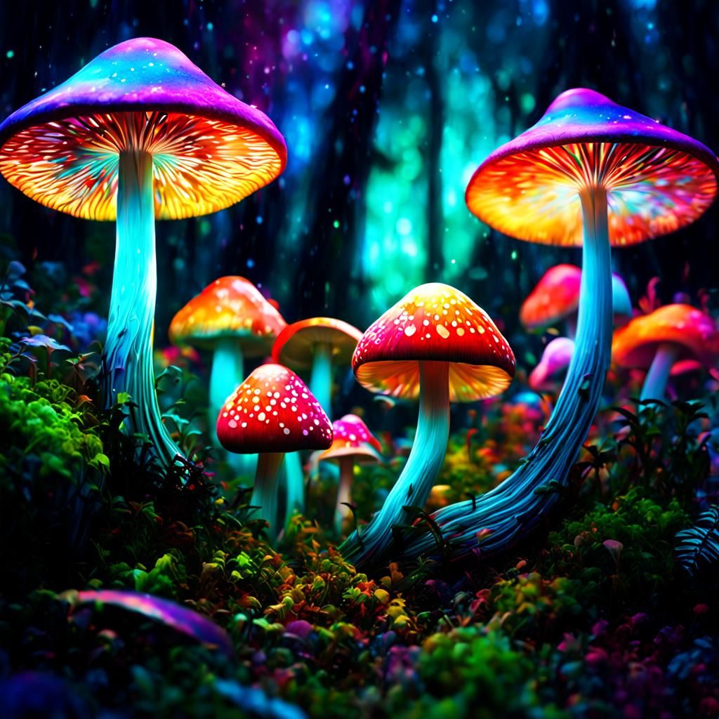 Mushrooms forest - AI Generated Artwork - NightCafe Creator