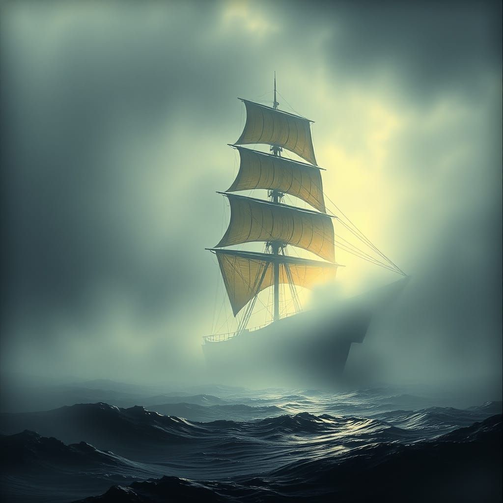 The Flying Dutchman emerges from the fog  by @Calypso