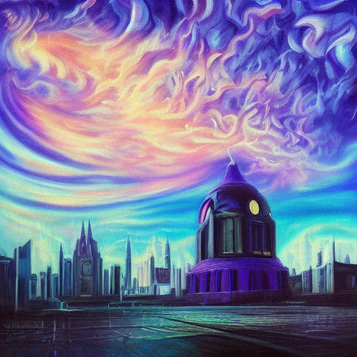 Surreal Futuristic City Portal Unveiled in Vibrant Oil Paint...