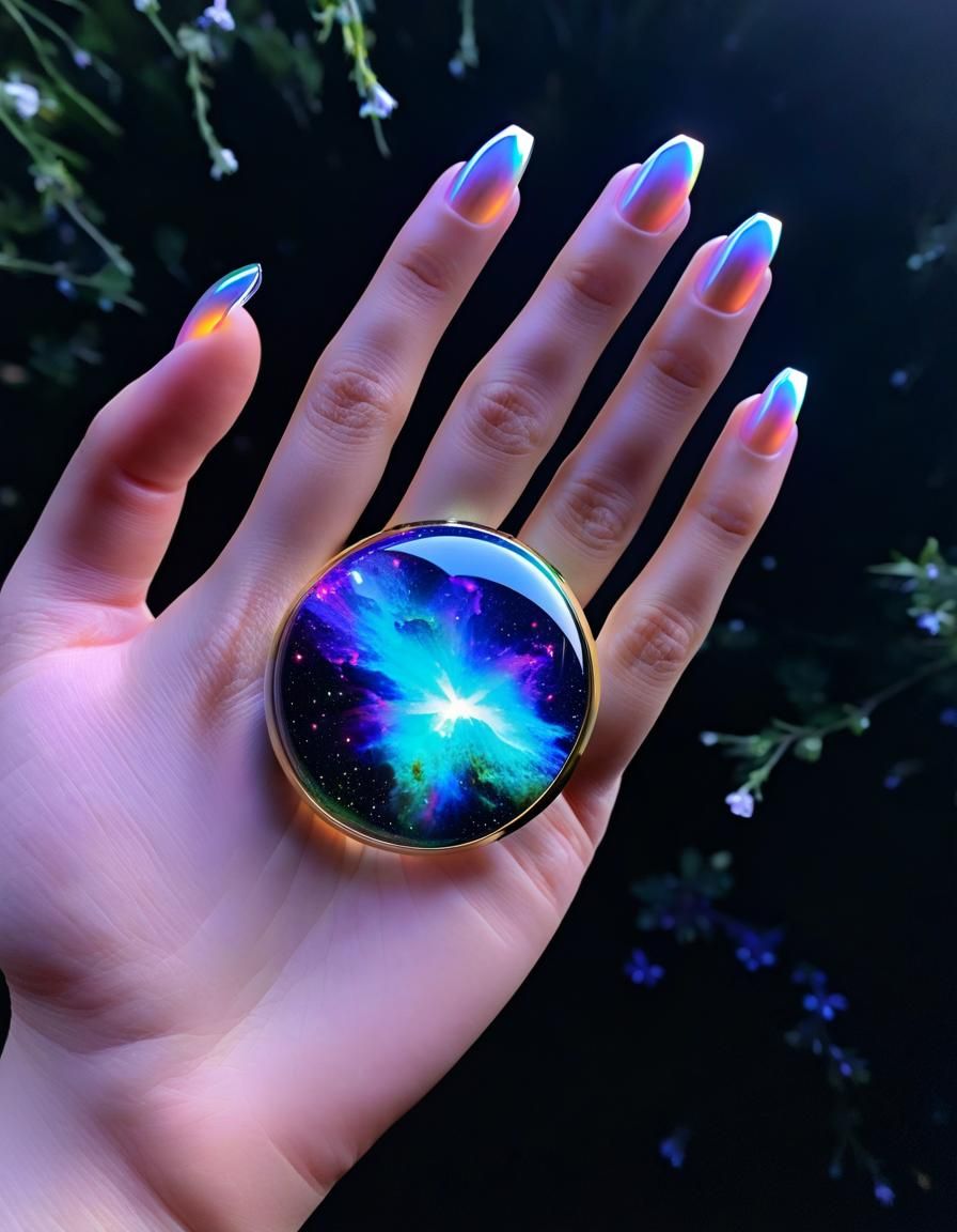 Galactic Nebula Glass Stone (Will affect your hand!)