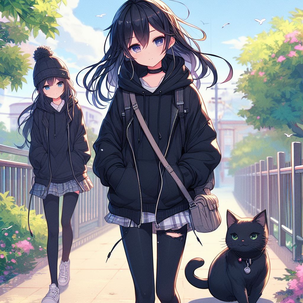 Moon and Ami with cats