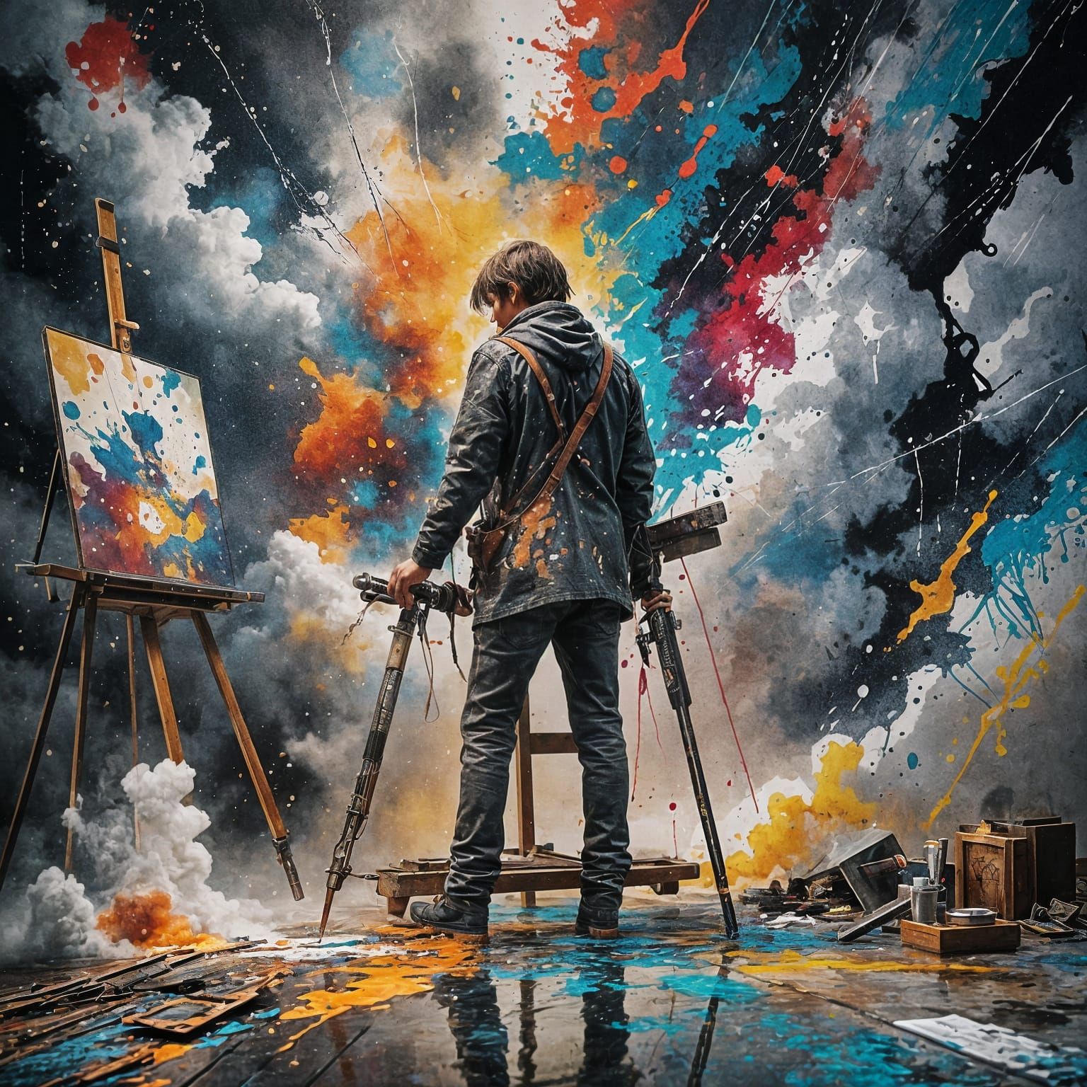 Action painter in action.   by @Jokavld