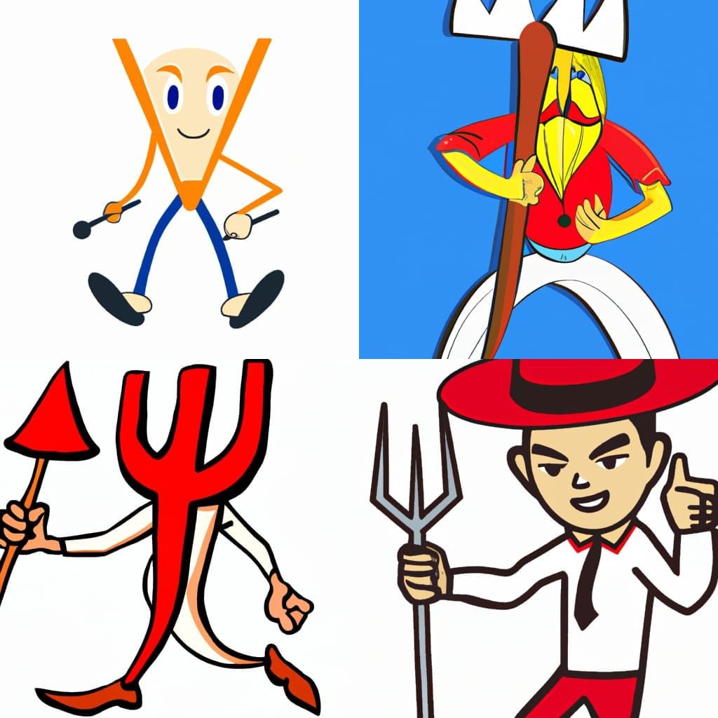 A lively character named Pitchfork from an object show AI Generated