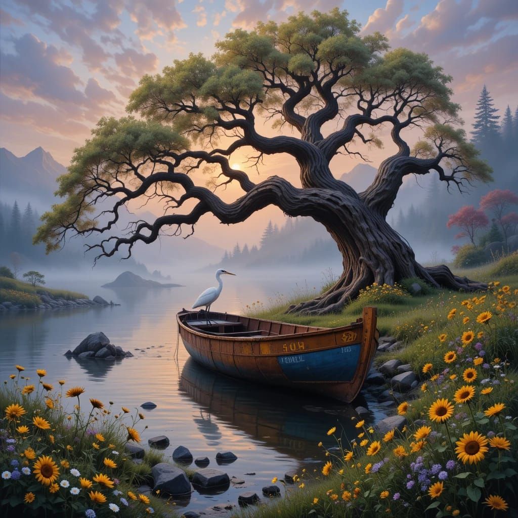 A Boat Under The Tree
