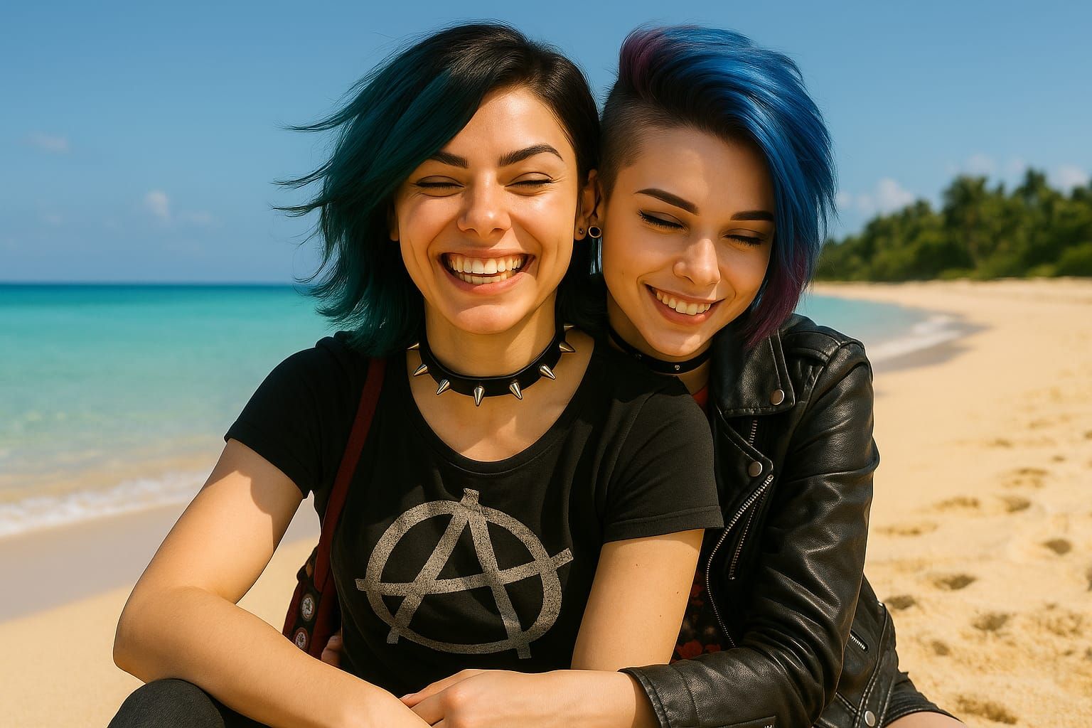 punk girls at Okinawa Beach - Hugging your emotions