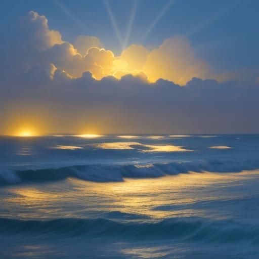 Ocean Festival at Night with Divine Light