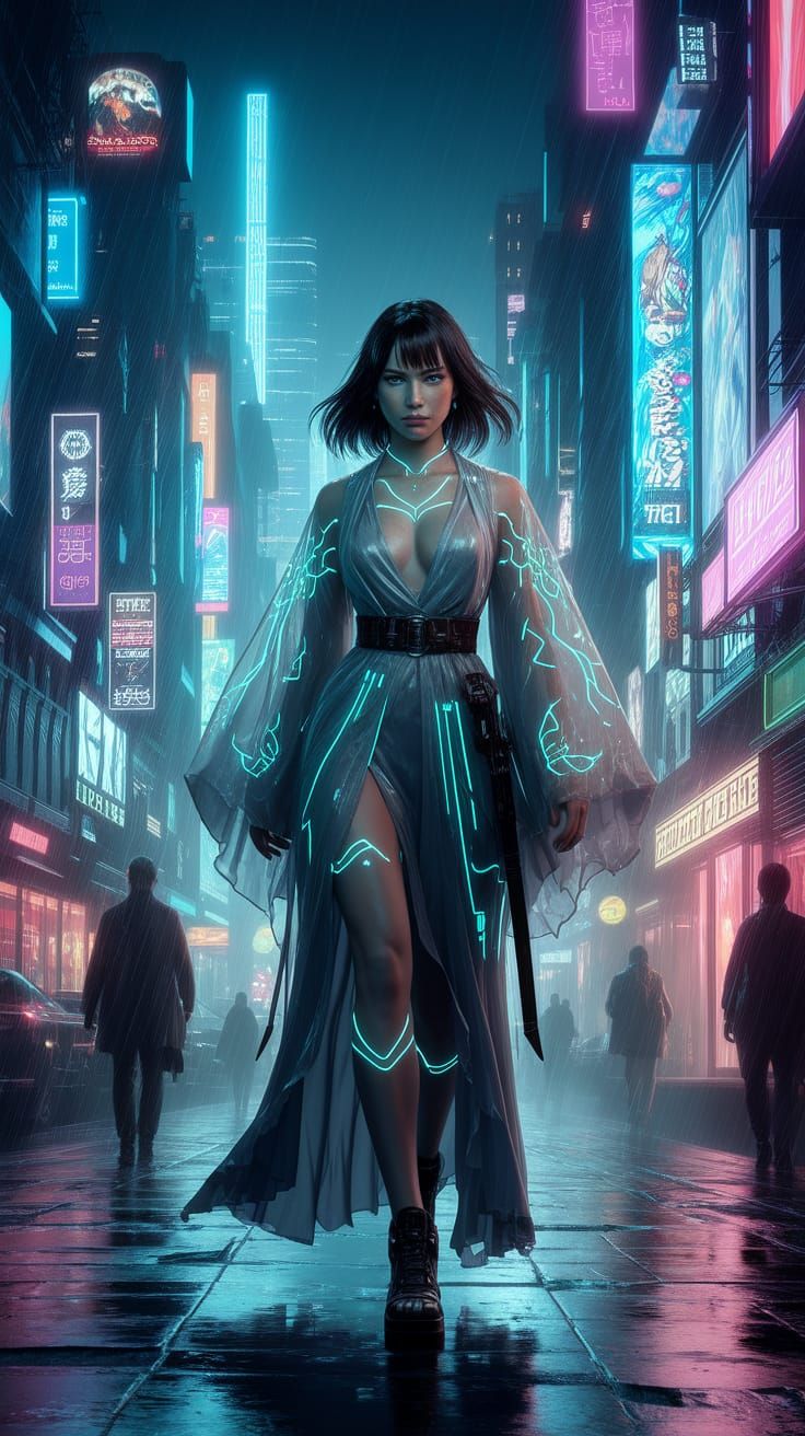 An ethereal woman with bioluminescent