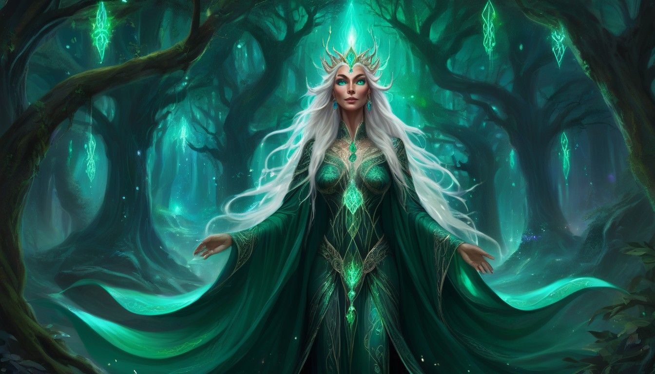 Regal Emerald Elf Queen - AI Generated Artwork - NightCafe Creator