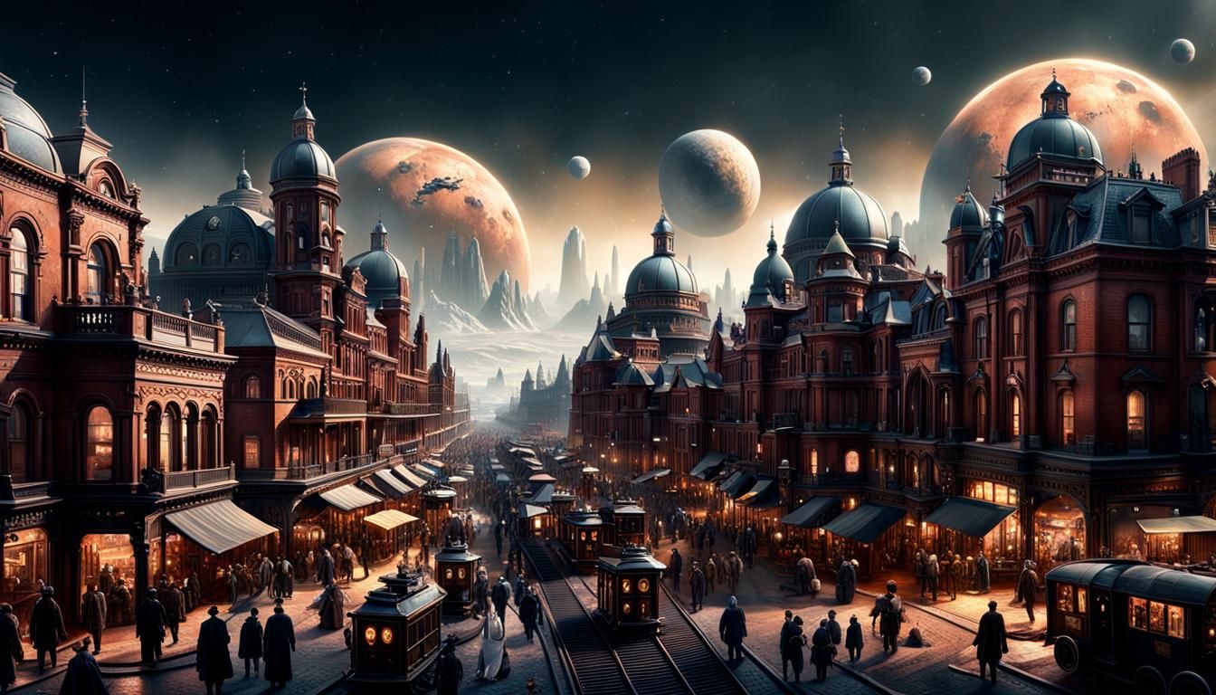 a busy victorian city on mars