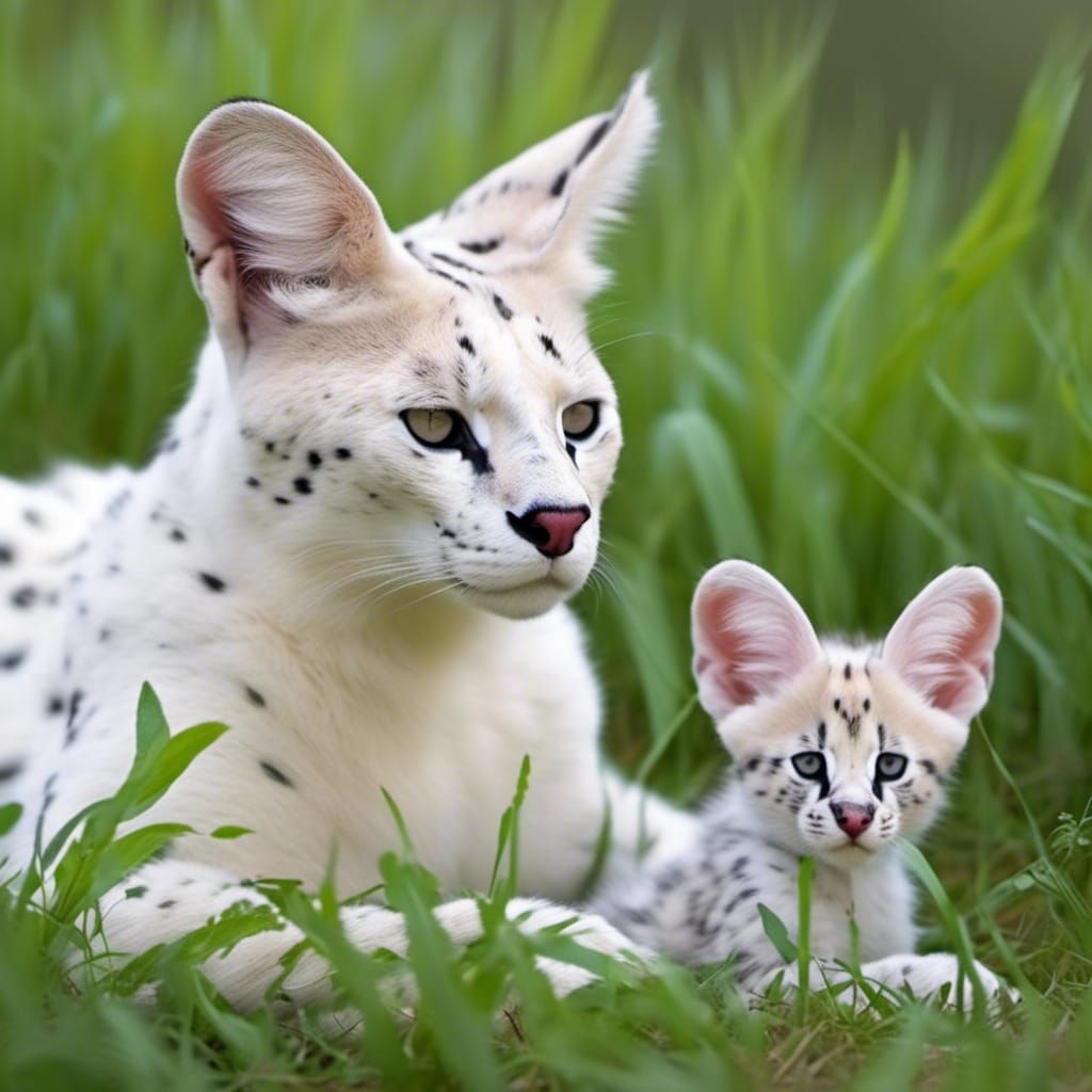 Fine-Tuned Model – Leucistic Serval 14 – 1:1 Format - AI Generated ...