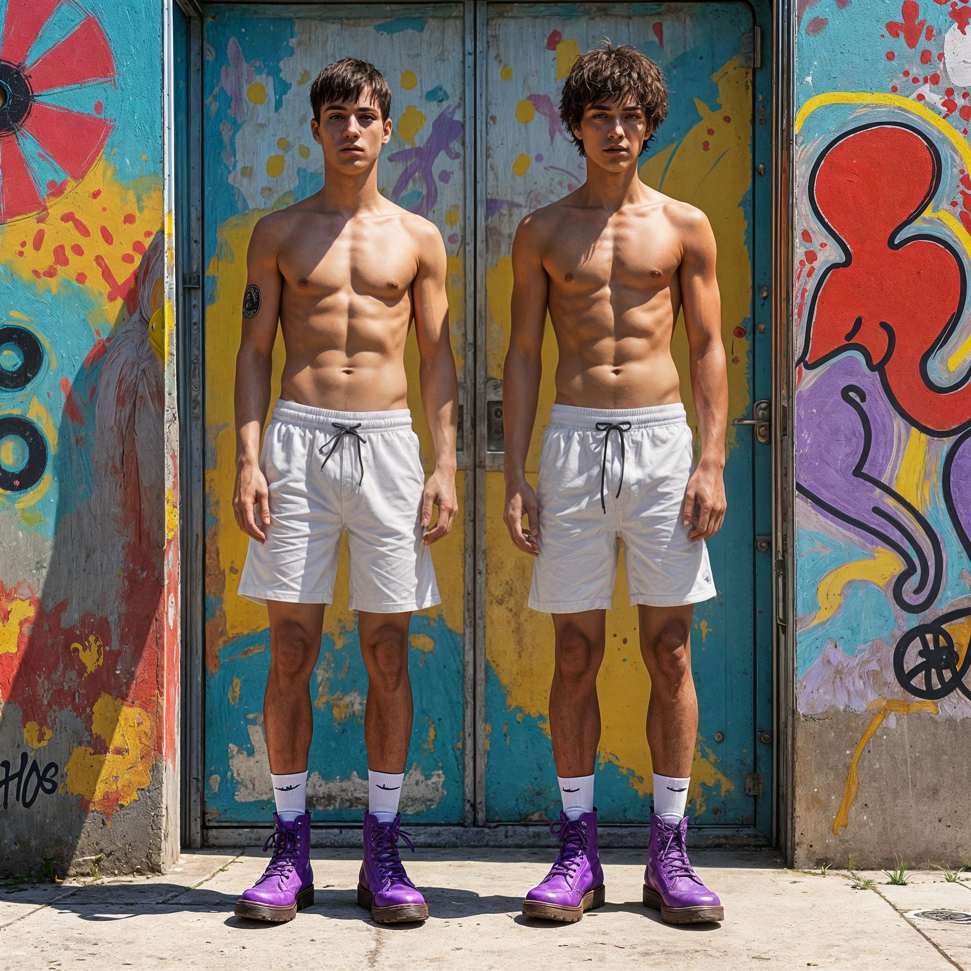 Two cute, yet miserable security guys adopt the "If your name's not on the list, you're not coming in..." pose 