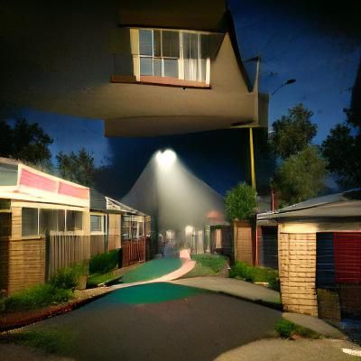 A terrifying nightmare in a 1950s suburb hyperrealism volumetric lighting polished
