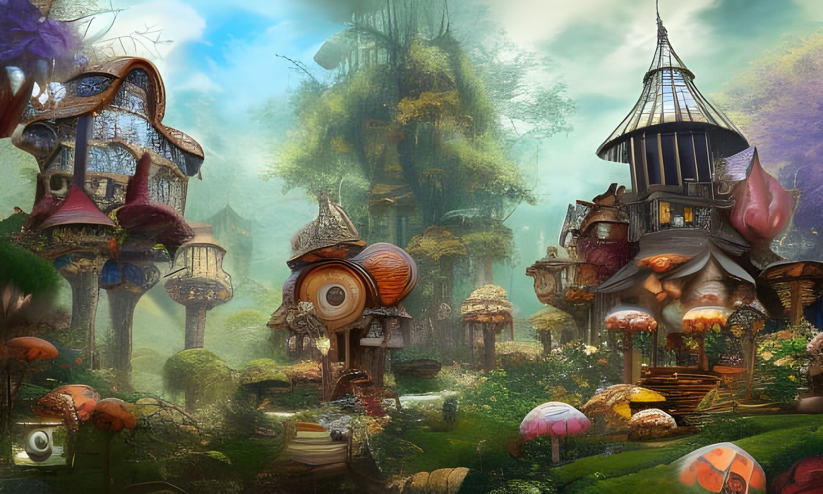 SteamPunk Mushroom House Forest