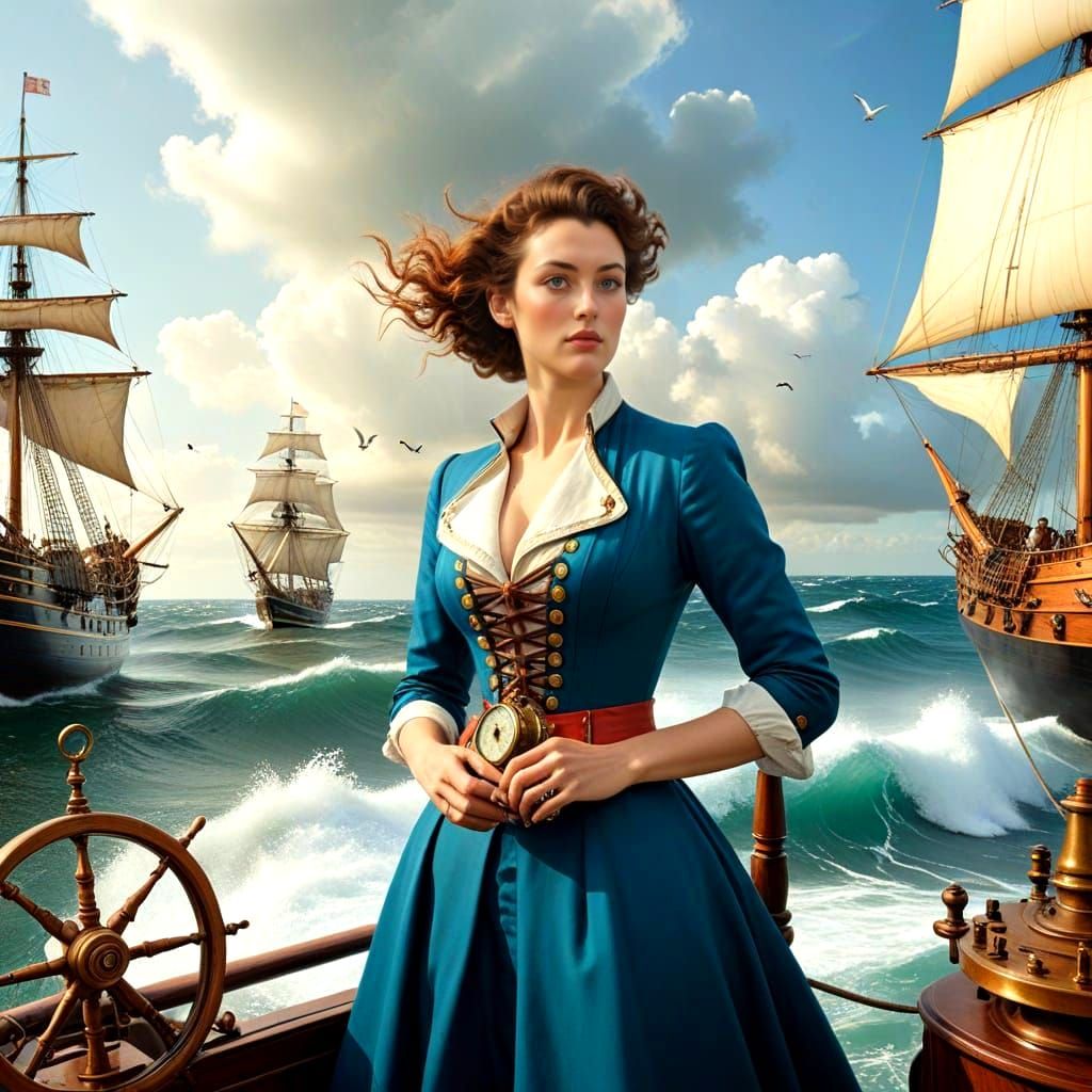 Surreal Still Life with Navigational Instruments and Stormy ...