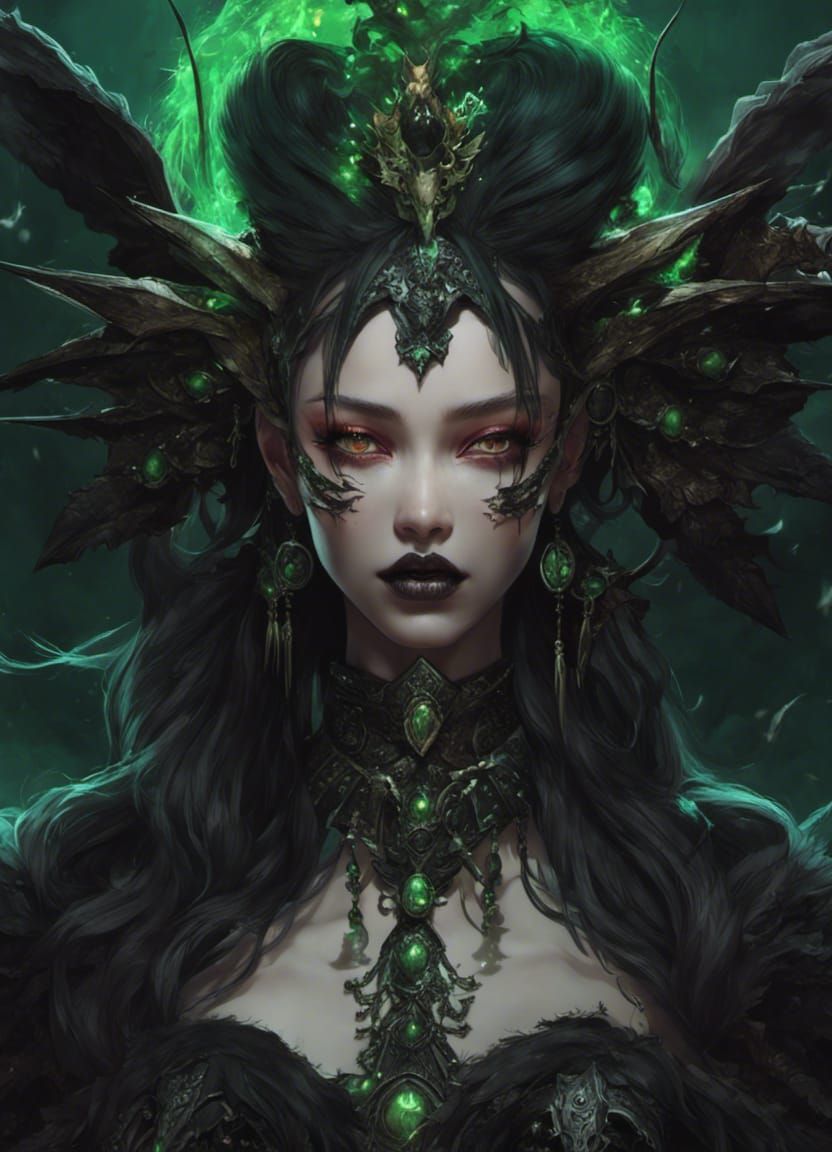 Macabre Bruxa Monster Warrior in Graffiti Art Style