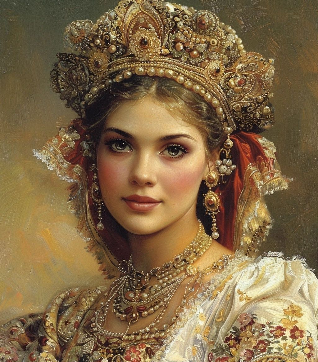 Прекрасная девушка в старинной одежде