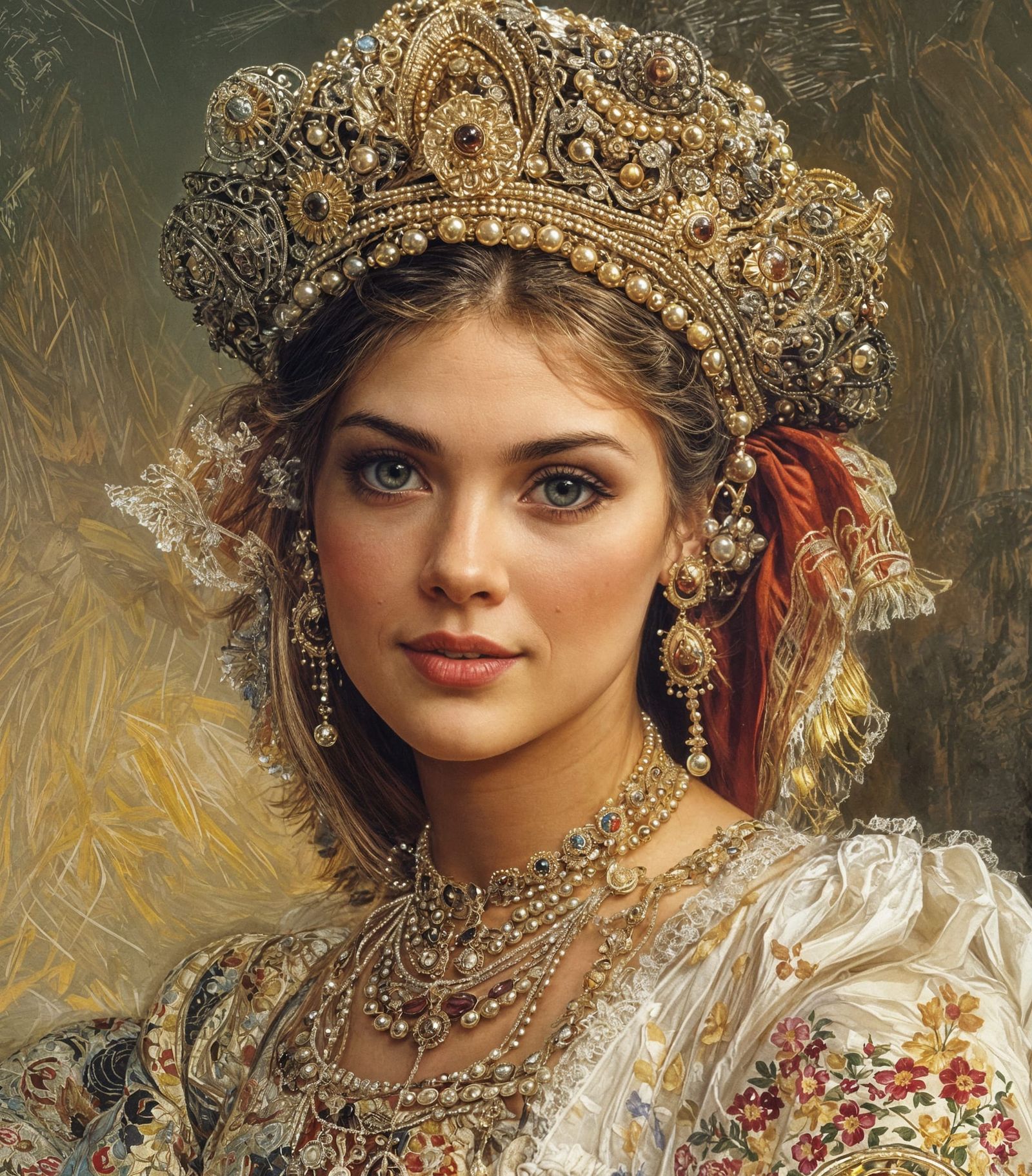Прекрасная девушка в старинной одежде