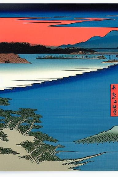 a coastal seascape by Hiroshige